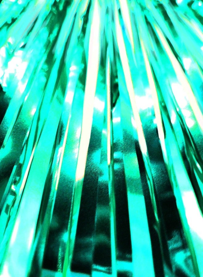 LUDALY Foil Metallic Tinsel Fringe Big Size Curtains for Birthday, Anniversaries, Graduation, Retirement, Baby Shower Decoration Pack of 2 (Turquoise) - Image 2